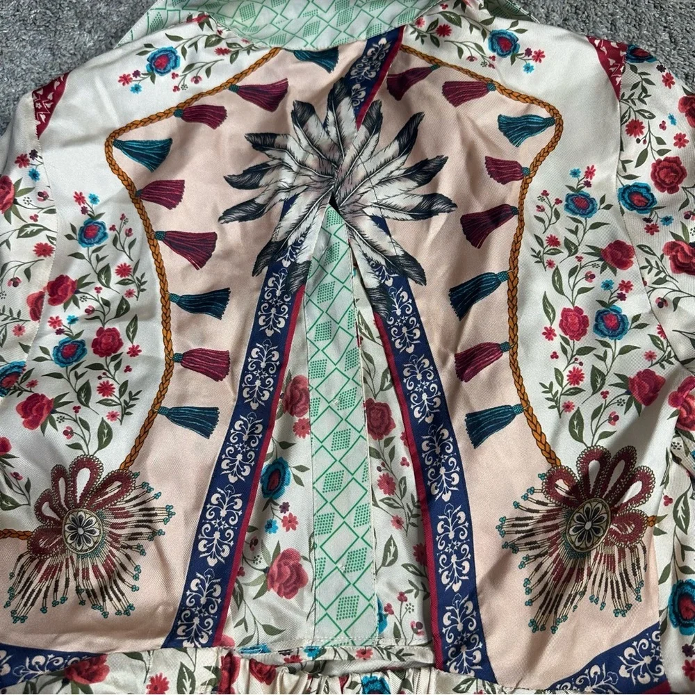 Sandro Ayeon Floral-Print Cutout Mini Dress US 6 FR 38 short sleeve A-line silk - Picture 14 of 16